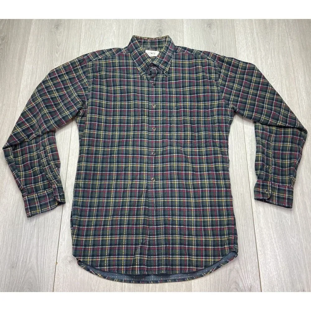 Vintage J Crew‎ Shirt Mens Medium Plaid Corduroy Casual Work Long Sleeve Cowboy